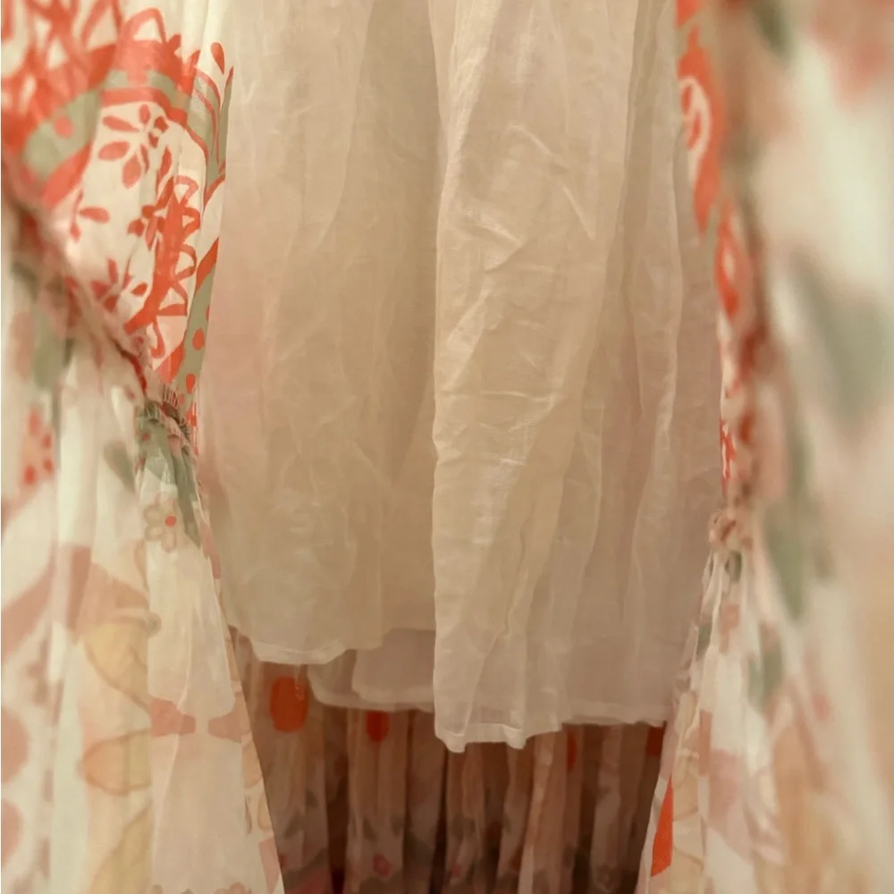 Free People 100% Cotton Red and Cream Tiered Paisley Maxi Skirt - Picture 4 of 9